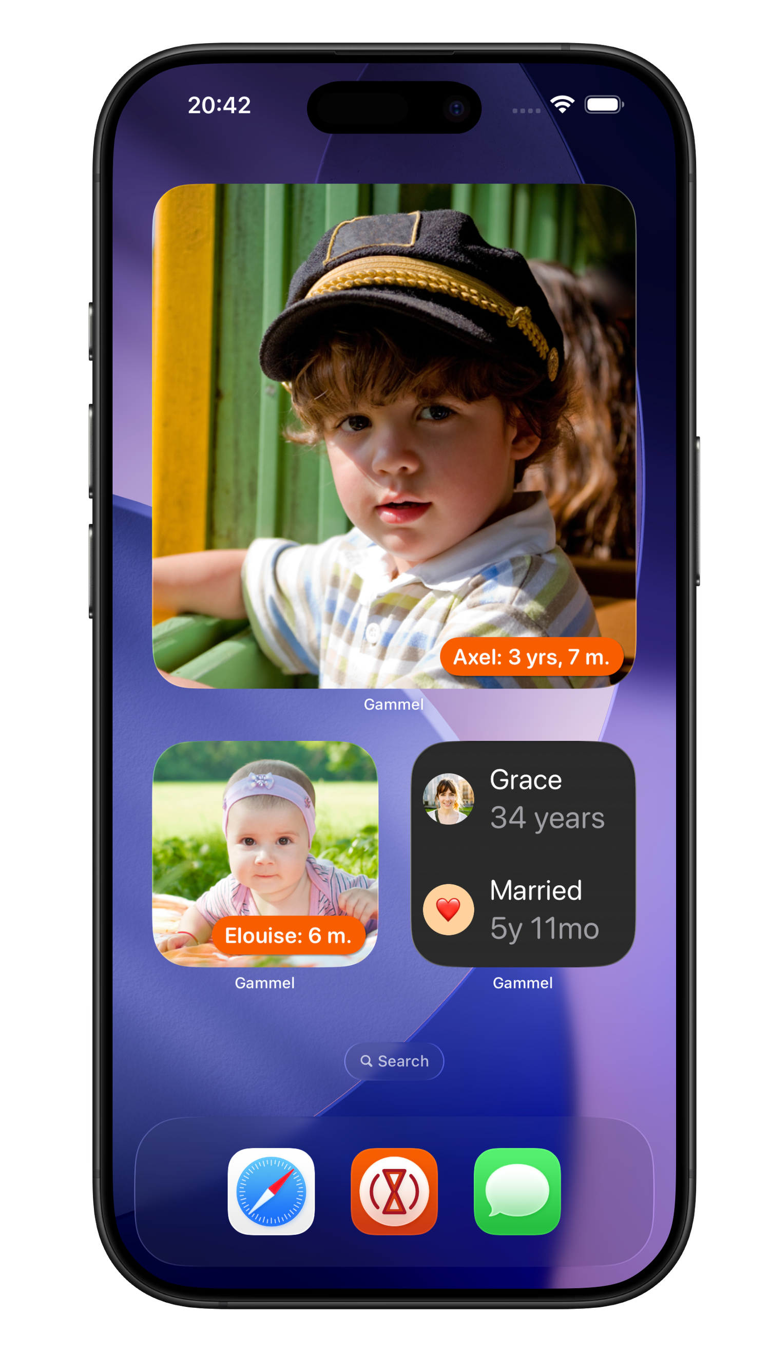 Gammel widgets on iPhone